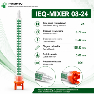 Mixing nozzle, mixer, 2K adhesive mixer, mixing ratios 4:1 and 10:1, for 250 ml and 490 ml cartridges, QUADRO 8-24 type