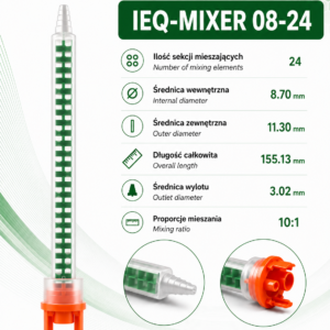 Dysza mieszająca, mikser, mieszacz do klejów 2k, proporcje mieszania 4:1 I 10:1, dla kartuszy 250 ML i 490 ml, typ QUADRO 8-24